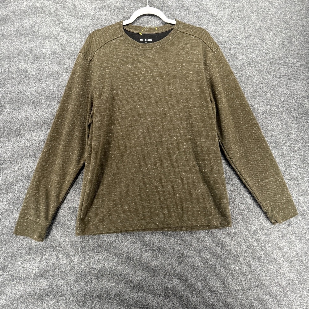 01.Algo‎ Shirt Mens XL Green Crew Long Sleeve Performance Sun Moisture Wicking